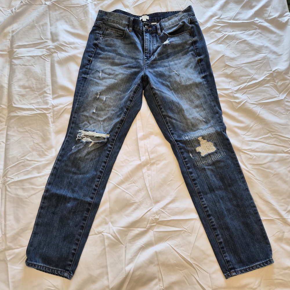 J. Crew Factory Distressed Mid Rise Boyfriend Jeans Size 27